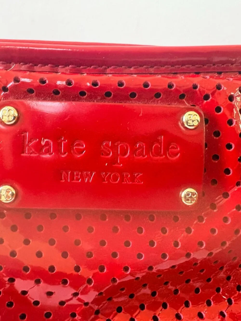 Kate Spade Patent Leather Red Shoulder Bag. 17L x 9H x 6W (inches)